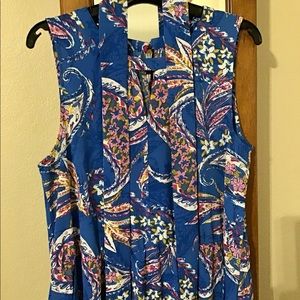 Beautiful Maxie Dress with rich blue tones, deep pockets, just like new.